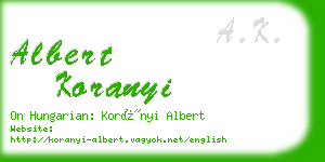 albert koranyi business card